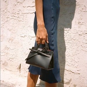 Mansur Gabriel Mini Mini Sun Bag in Black Leather